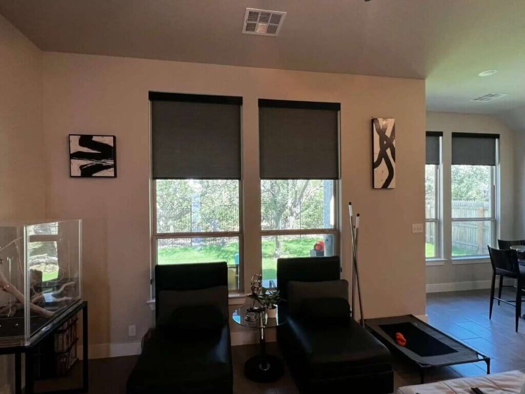 Blackout Roller Shades in Living Area