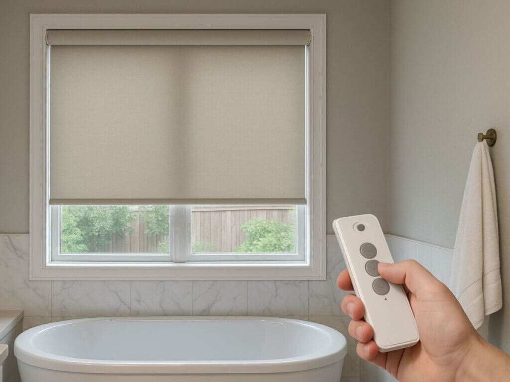 Motorized Shades in Bathroom