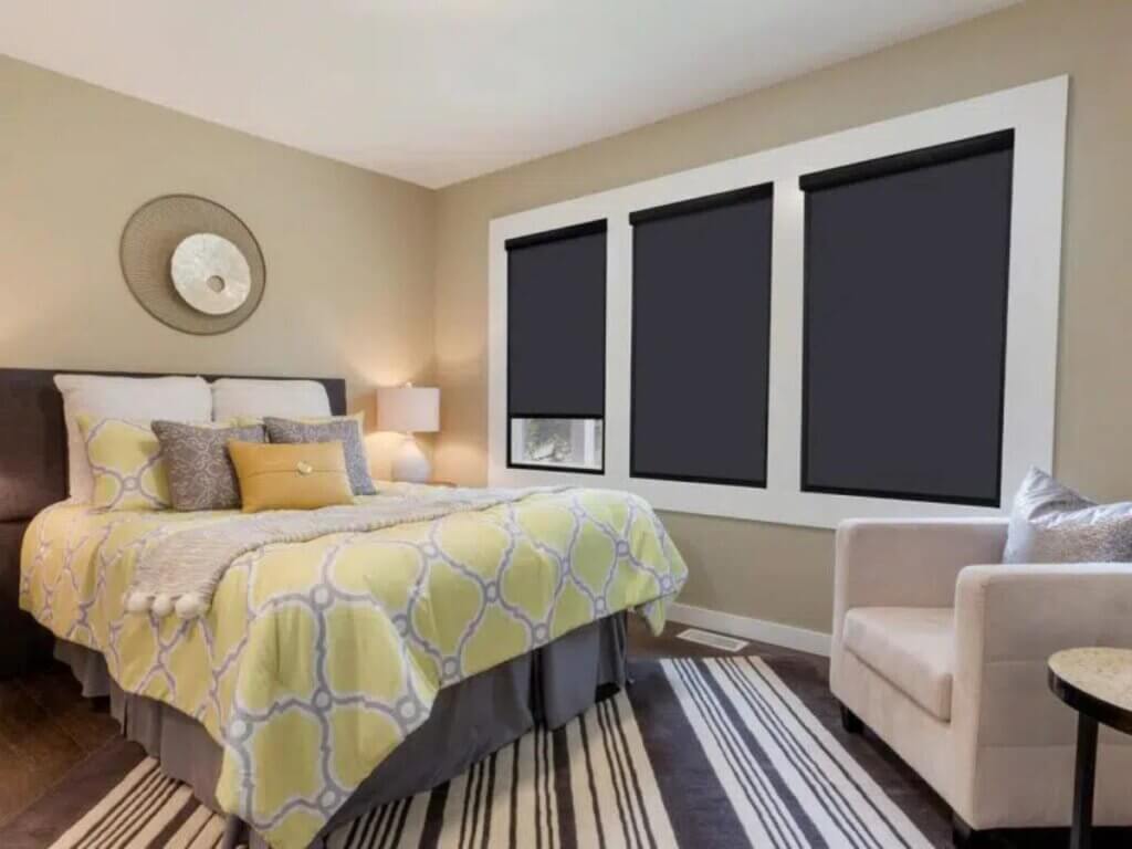 Norman Motorized Roller Shades in Bedroom