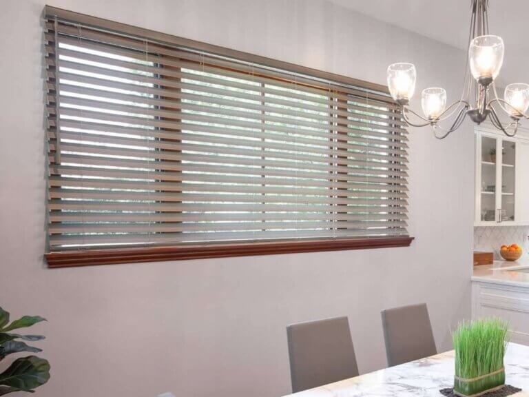 Norman wood blinds in the dining area