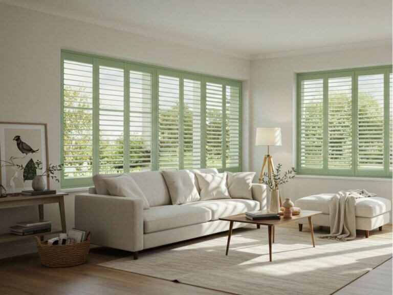 Sage (Green) Shutters in a Living Room