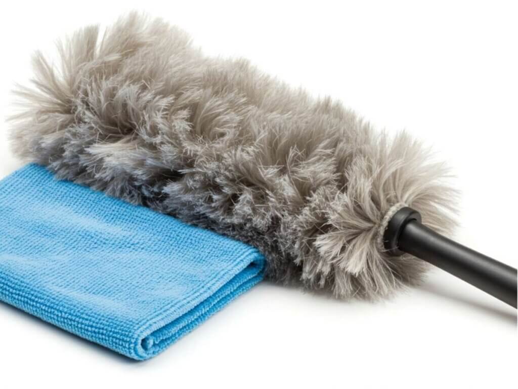 Feather duster with microfiber cloth